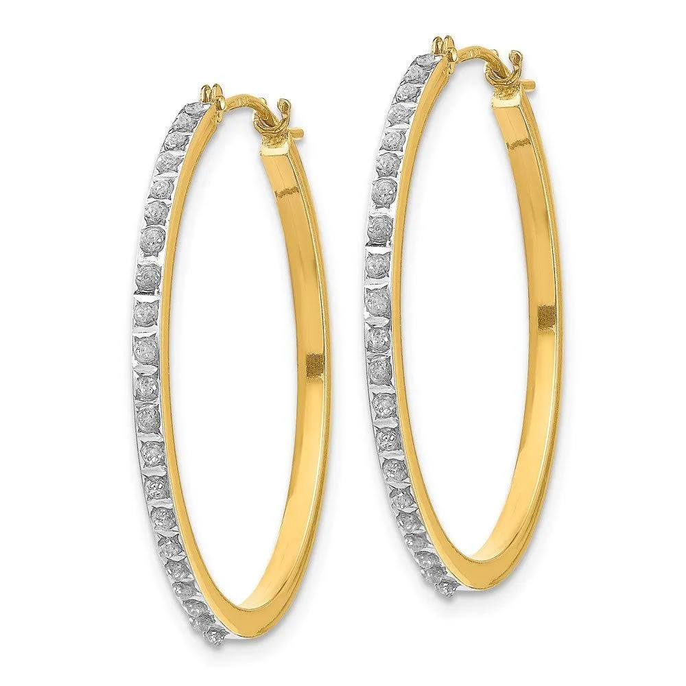 14k Diamond Fascination Round Hinged Hoop Earrings