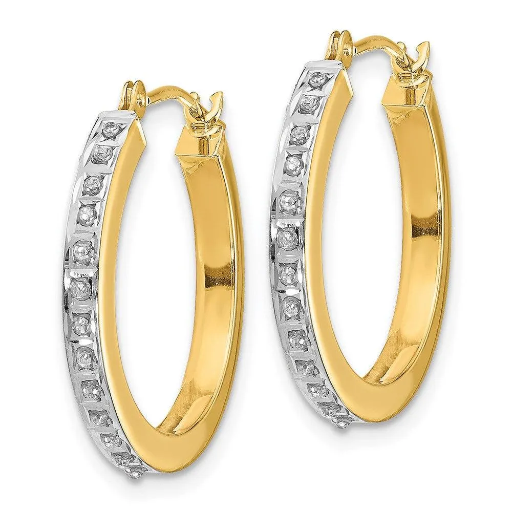 14k Diamond Fascination Round Hinged Hoop Earrings