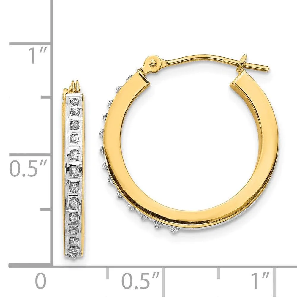 14k Diamond Fascination Round Hinged Hoop Earrings