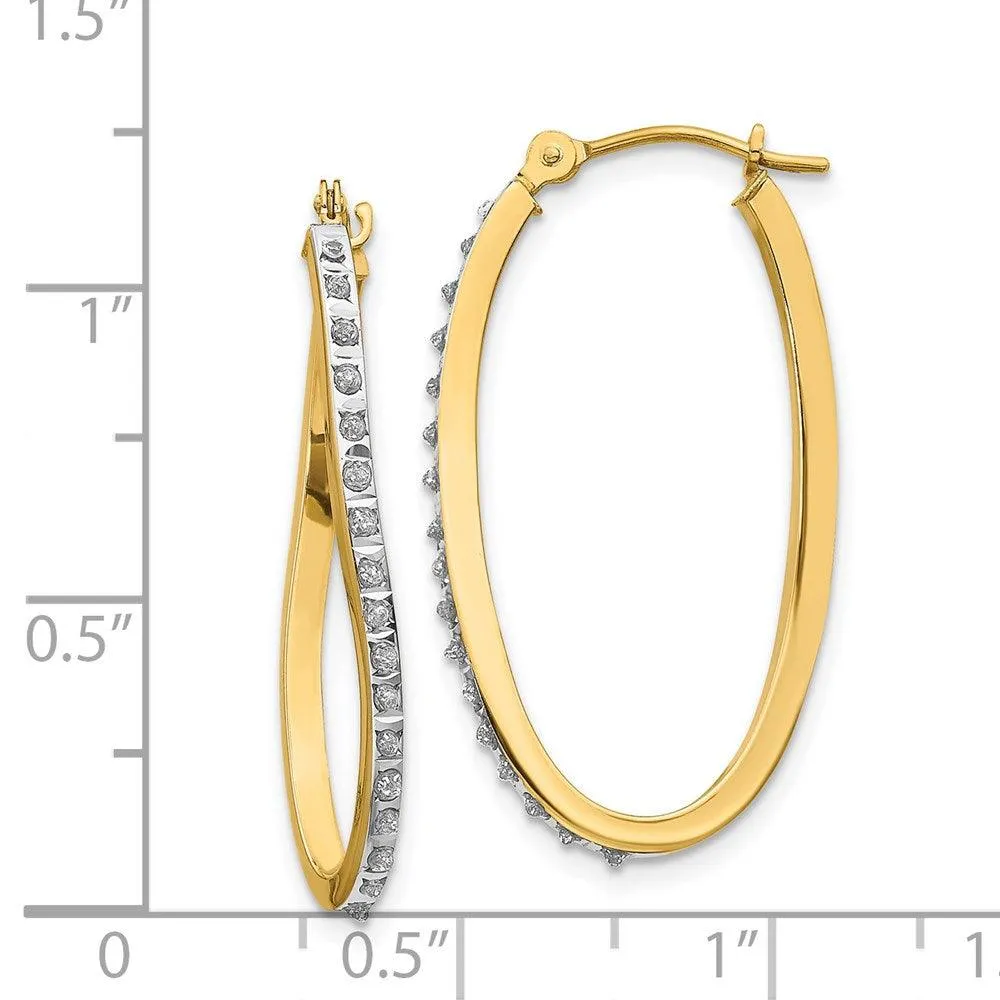 14k Diamond Fascination Twist Hinged Hoop Earrings