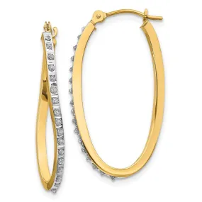 14k Diamond Fascination Twist Hinged Hoop Earrings