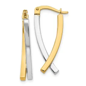 14K Two-tone Hinged Tube Earrings