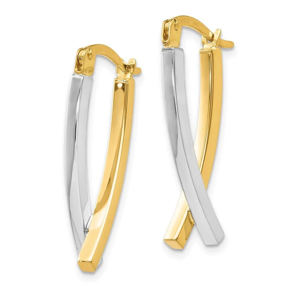 14K Two-tone Hinged Tube Earrings