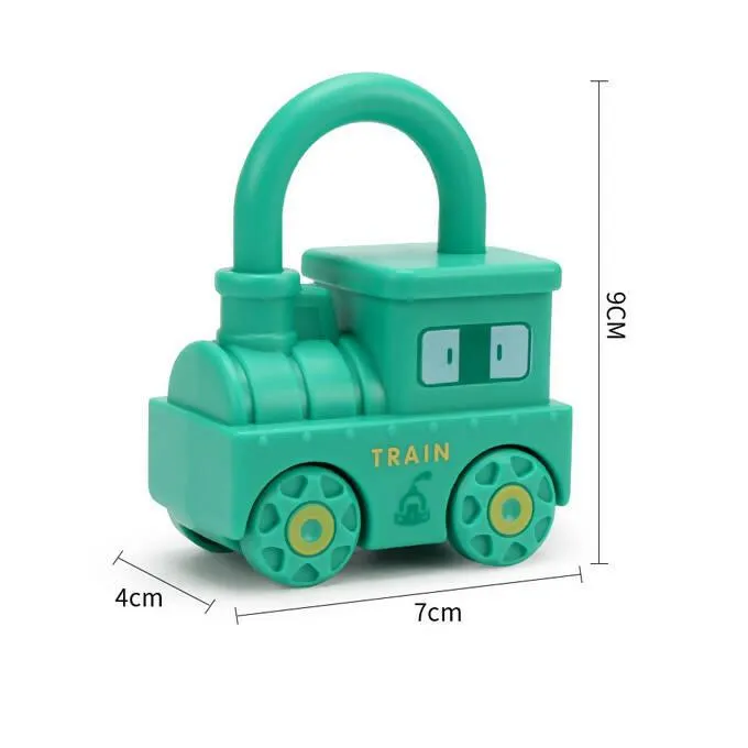 3 Pcs Learning Key Lock Numbers Matching Train Toy For Kids - 3 Pcs Key Lock Train - Multicolor