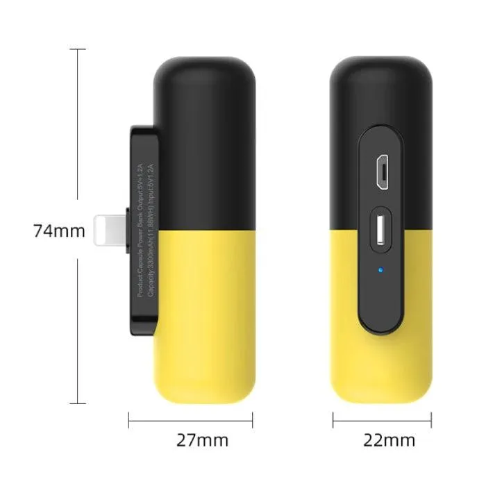 3000mAh Super Mini Emergency Capsule Power Bank (Type C/ Lightning)