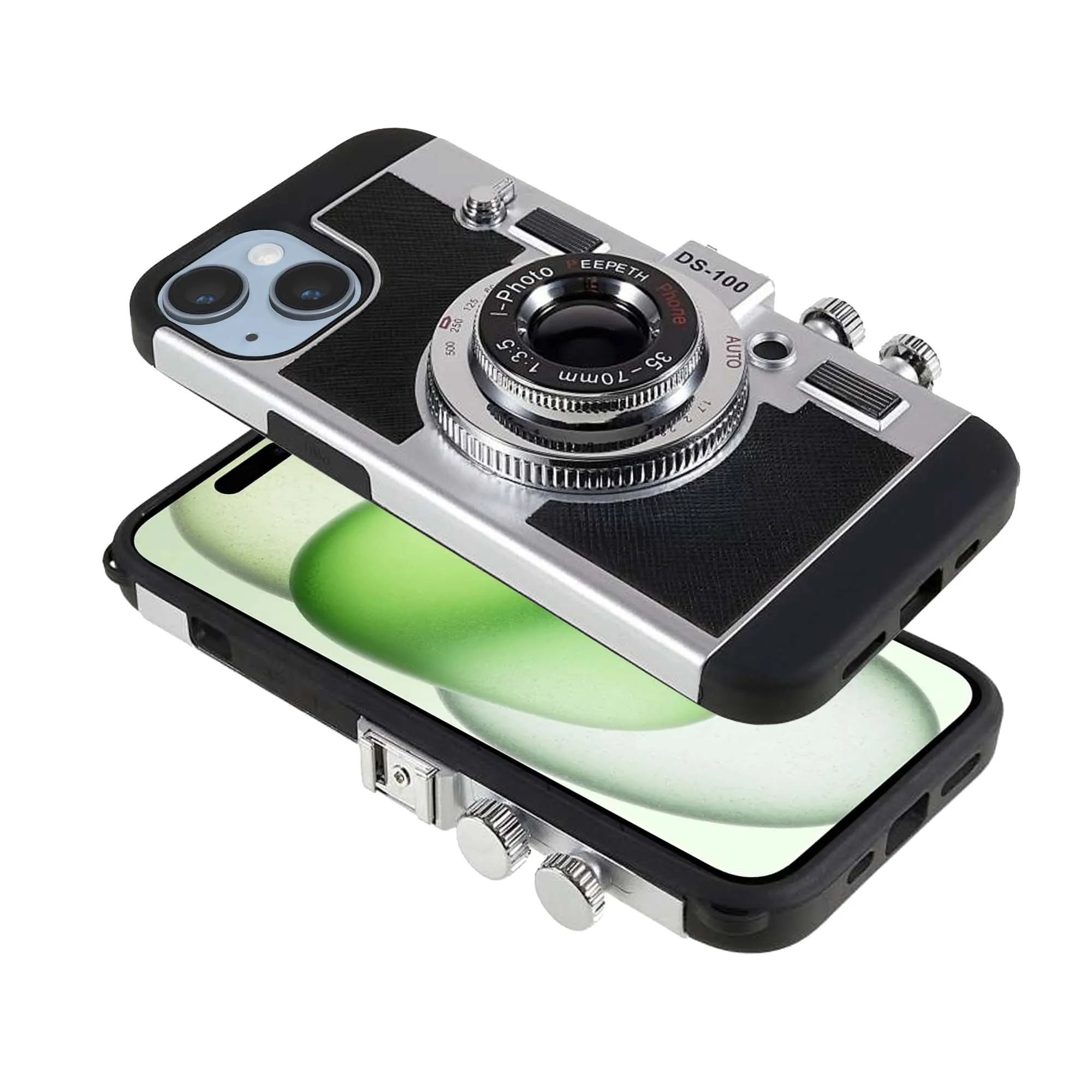 3D Camera lanyard Back Cover For Apple iPhone 15 Plus