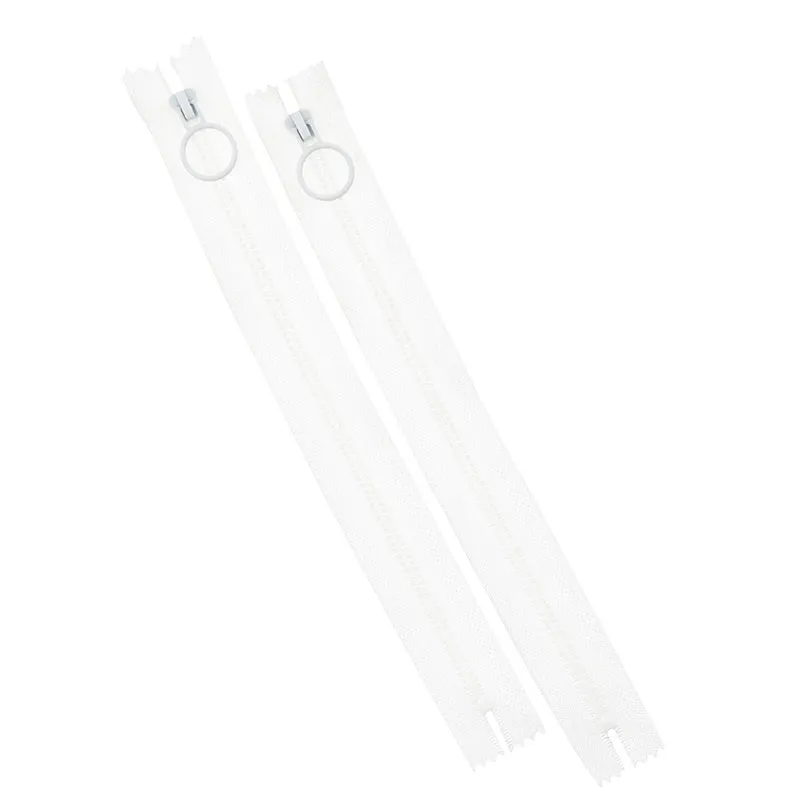 9" Hoop Pull Zippers - White