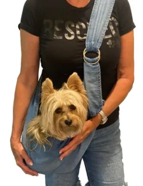 Adjustable Furbaby Sling Bag- Denim