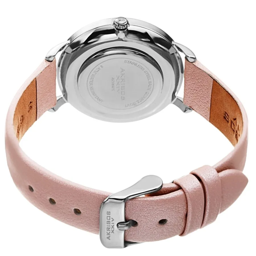 Akribos Xxiv Pink Dial Pink Leather Ladies Watch AK1084PK