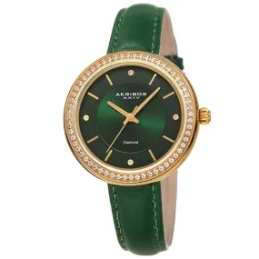 Akribos Xxiv Quartz Diamond Green Dial Ladies Watch AK1067GN