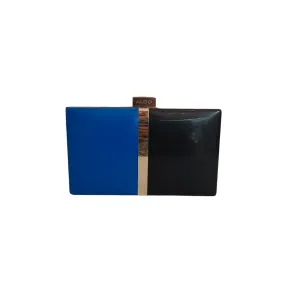 ALDO Blue & Black Colour-block Metal Clutch | Brand New |