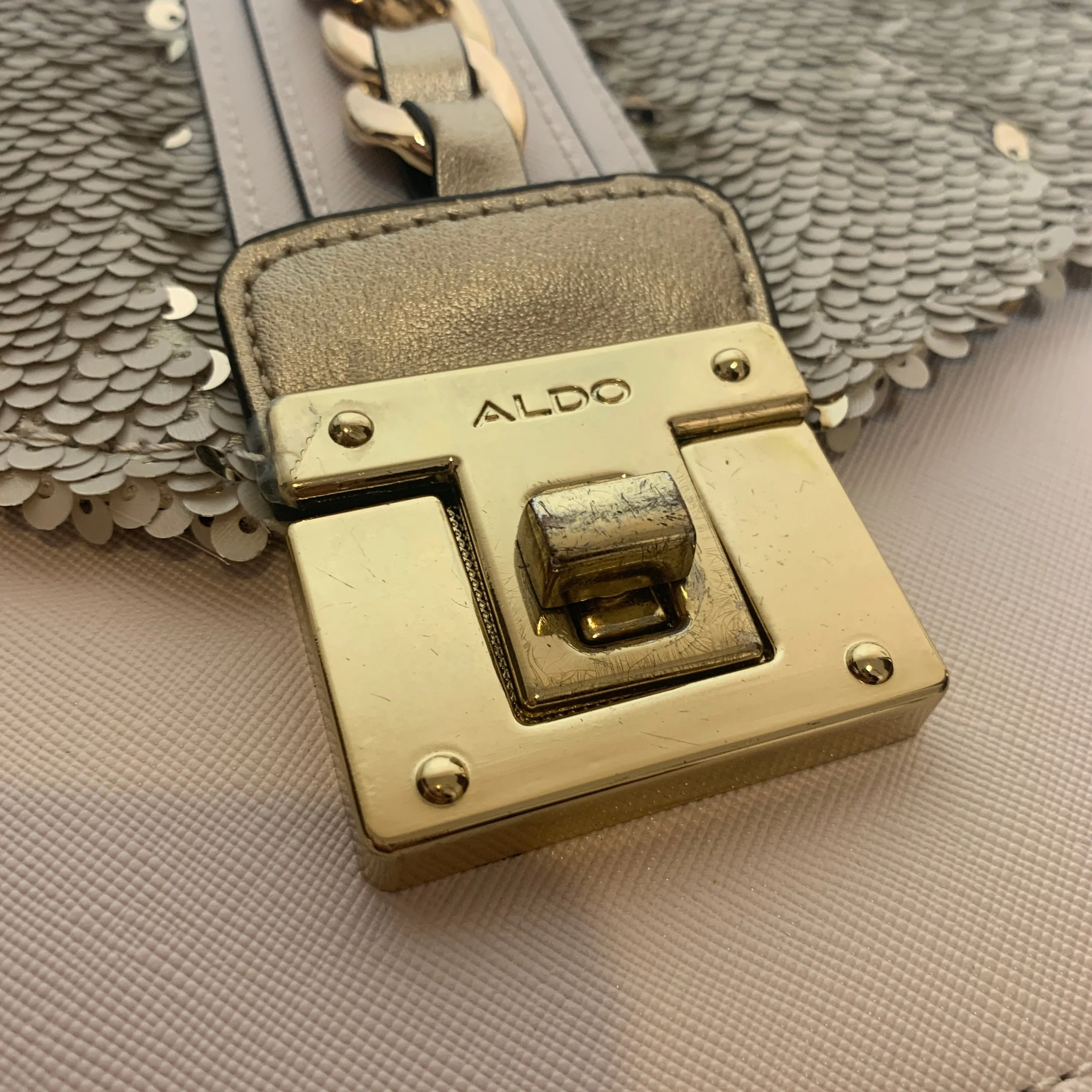 ALDO Light Pink & Gold Sequins Satchel | Gently Used |