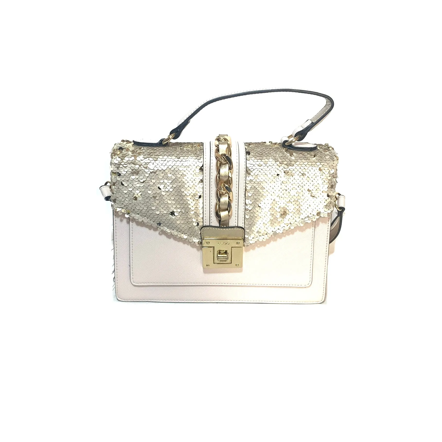 ALDO Light Pink & Gold Sequins Satchel | Gently Used |