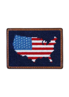 AMERICANA FLAG NEEDLEPOINT CARD WALLET