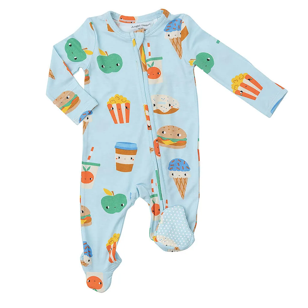 Angel Dear Zipper Footie Send Snacks Blue