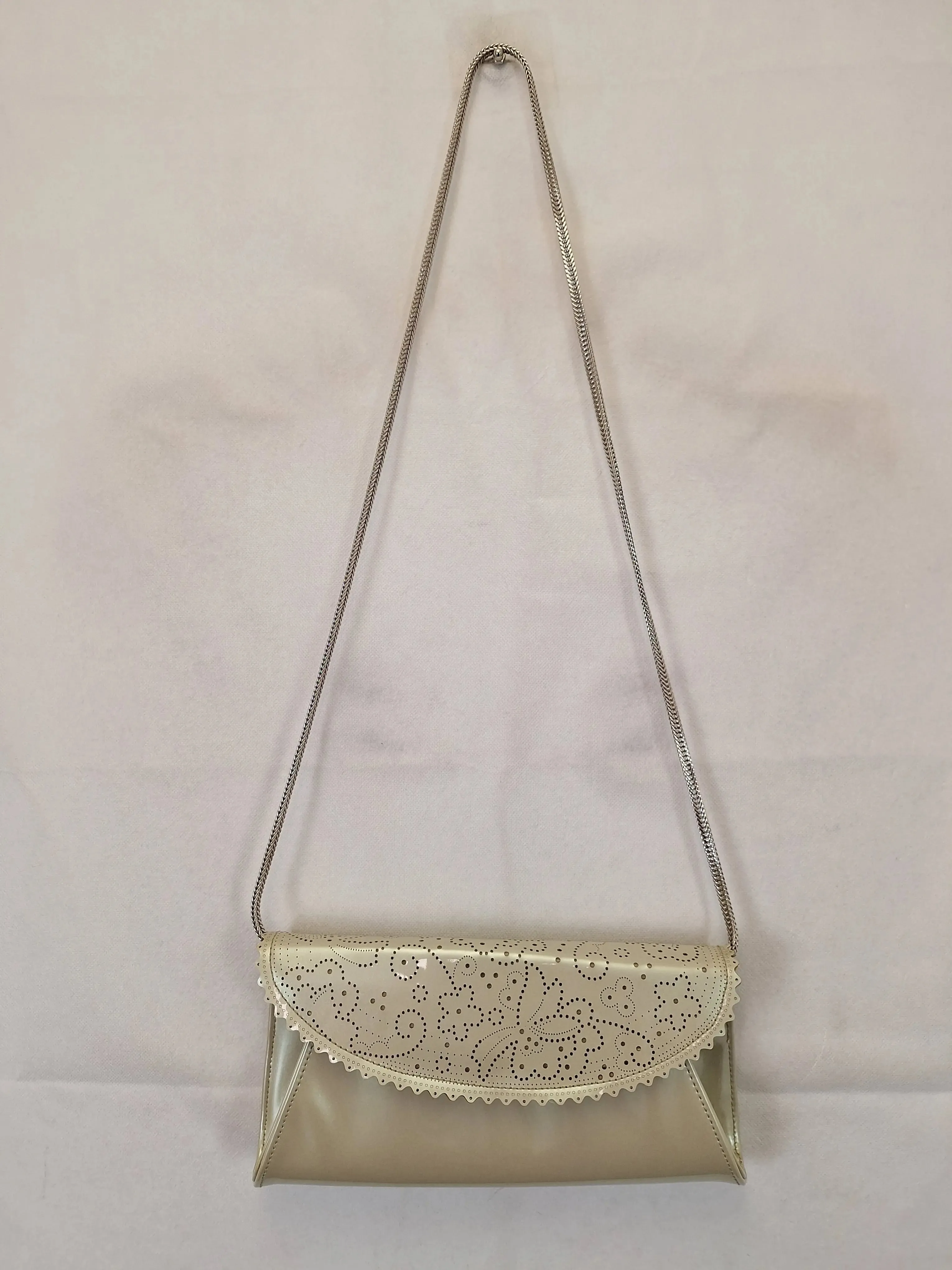 Anthea Crawford Champagne Metallic Clutch Bag Size OSFA