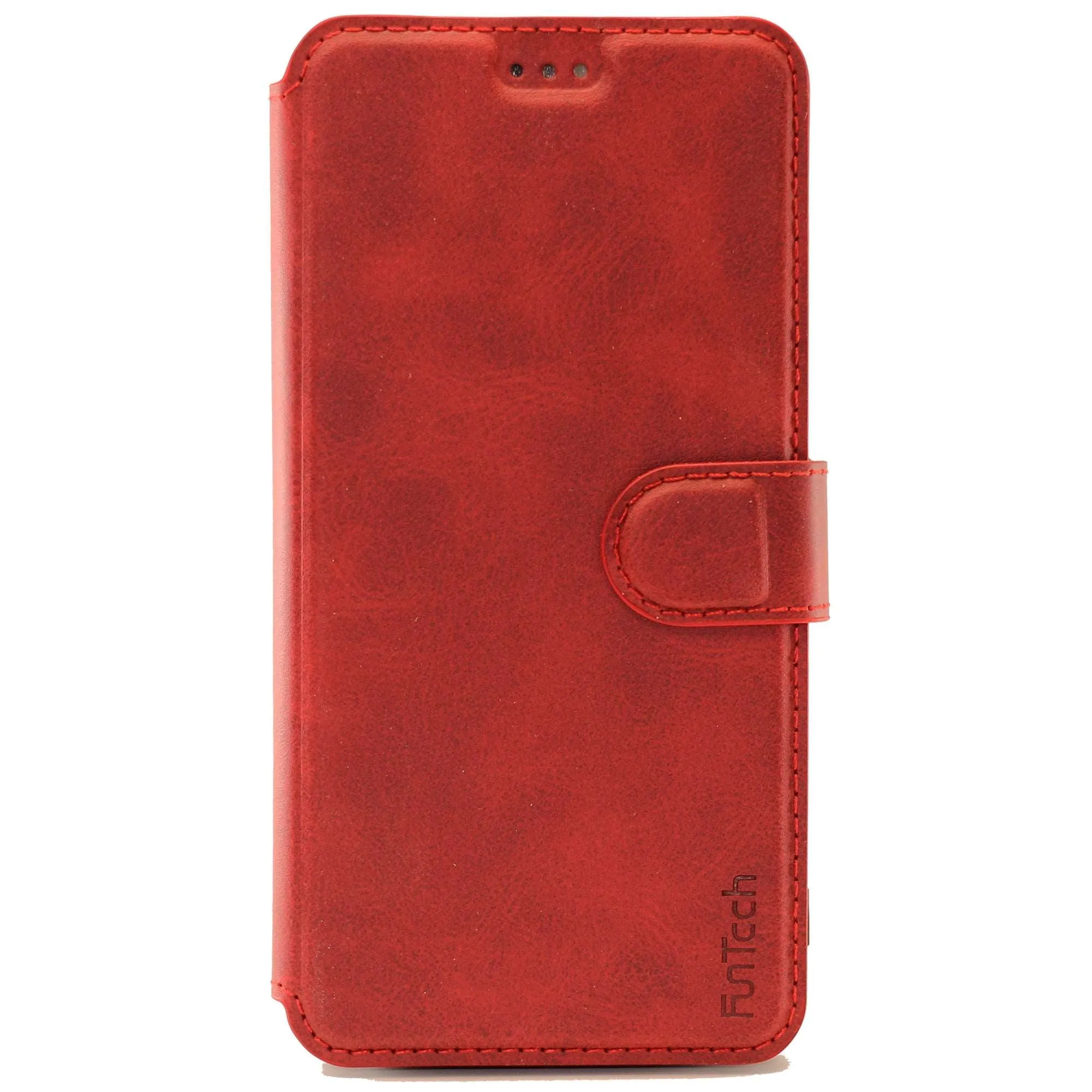 Apple iPhone 12/12 Pro,  Leather Wallet Case, Color Red.