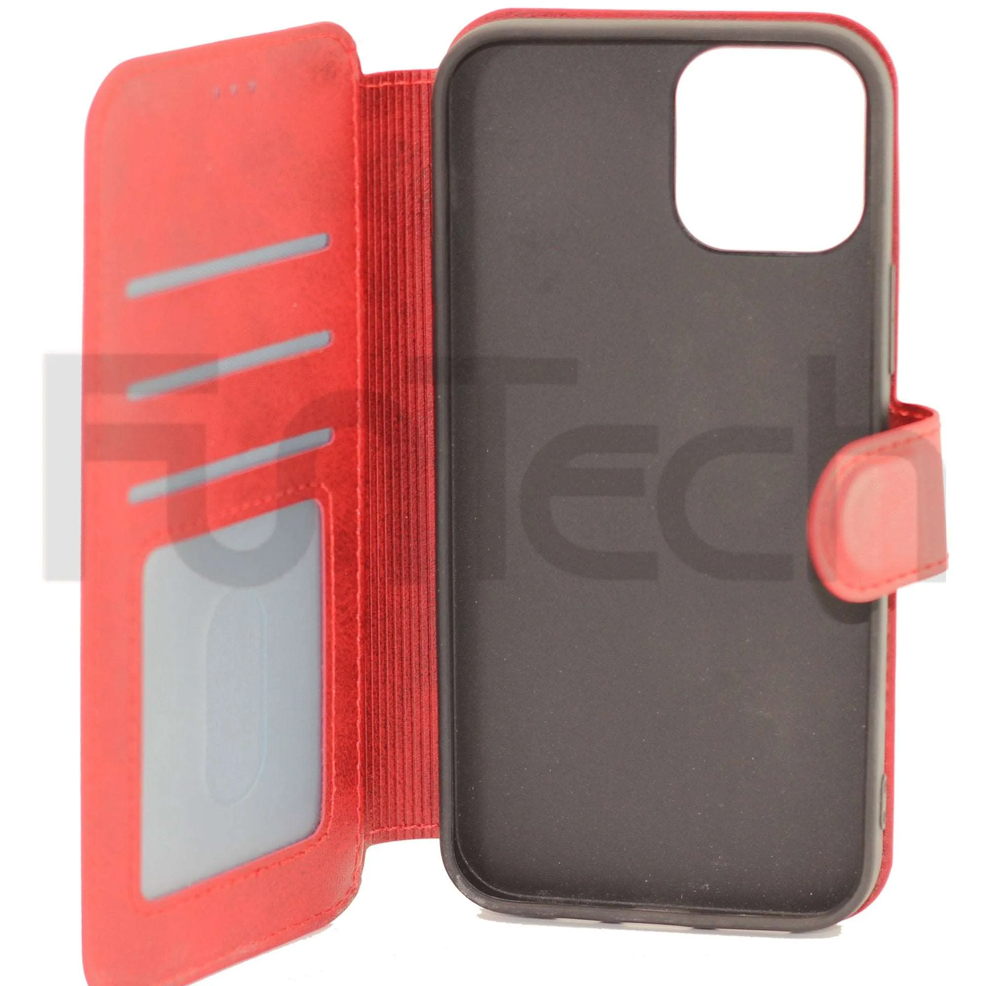 Apple iPhone 12/12 Pro,  Leather Wallet Case, Color Red.