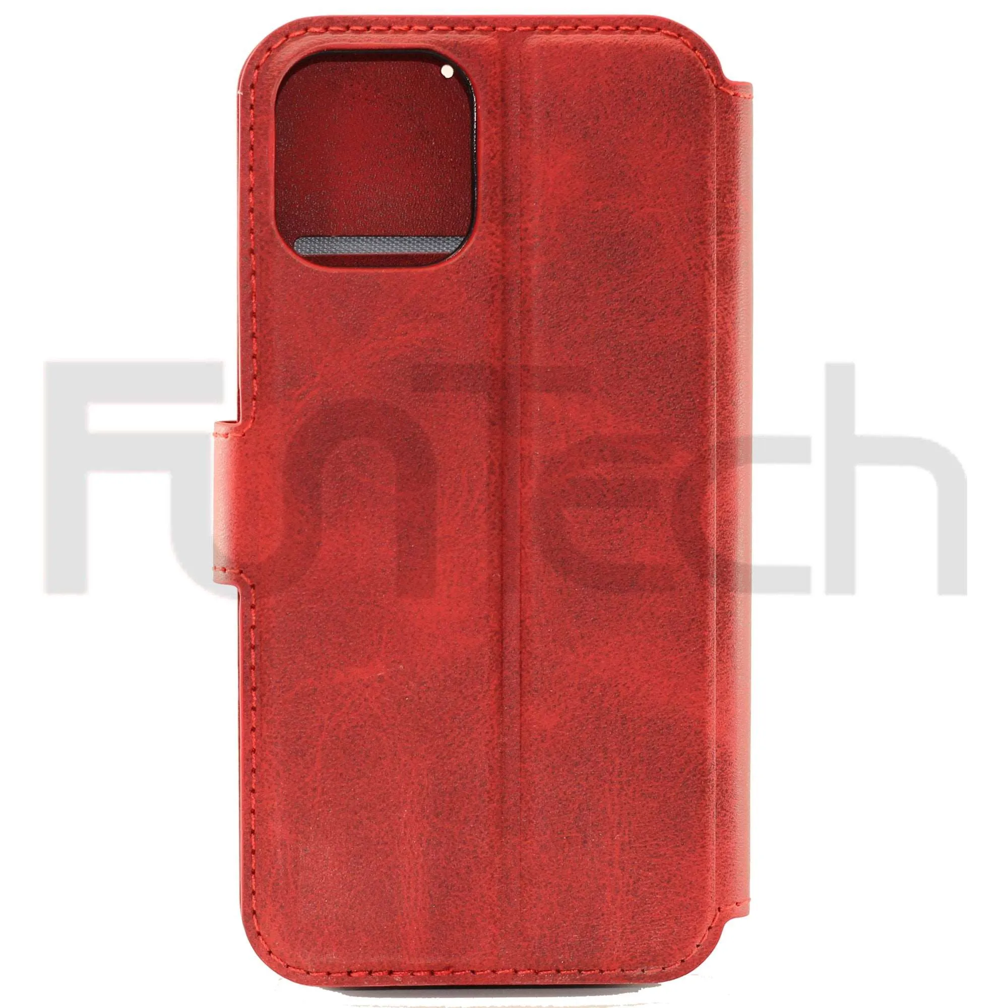 Apple iPhone 12/12 Pro,  Leather Wallet Case, Color Red.