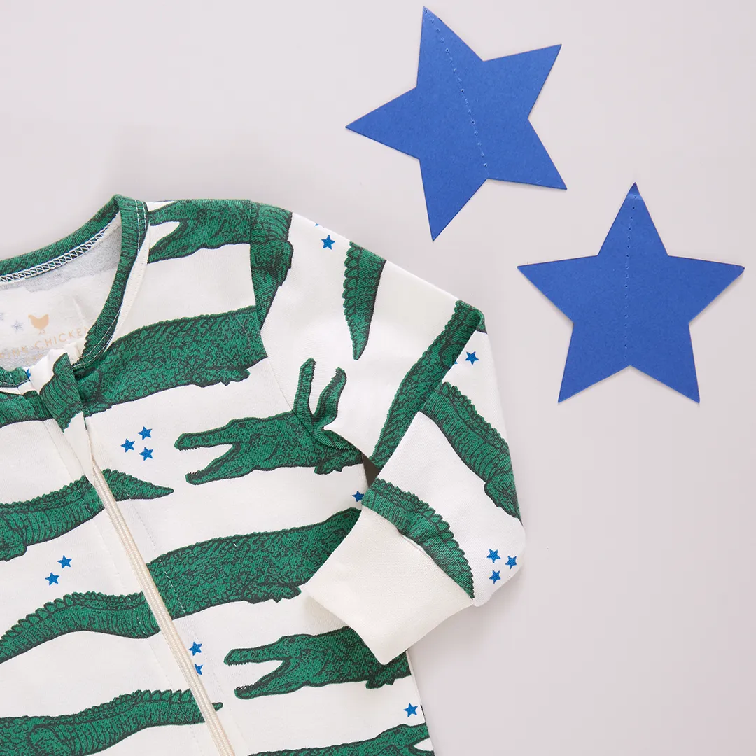 Baby Organic Romper - Crocodile Stars