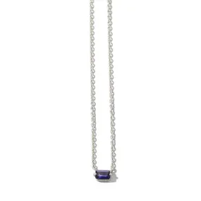 Baguette Mini Necklace, Iolite, Silver