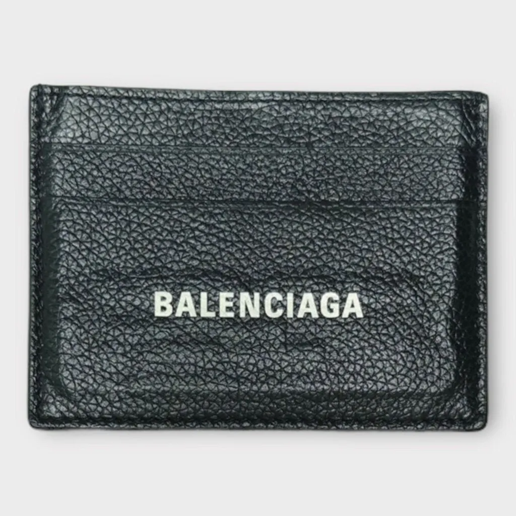 Balenciaga Black Leather Logo Card Holder