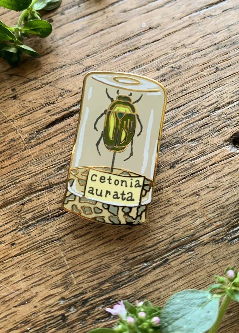 Beetle Specimen Jar Entomology Enamel Pin