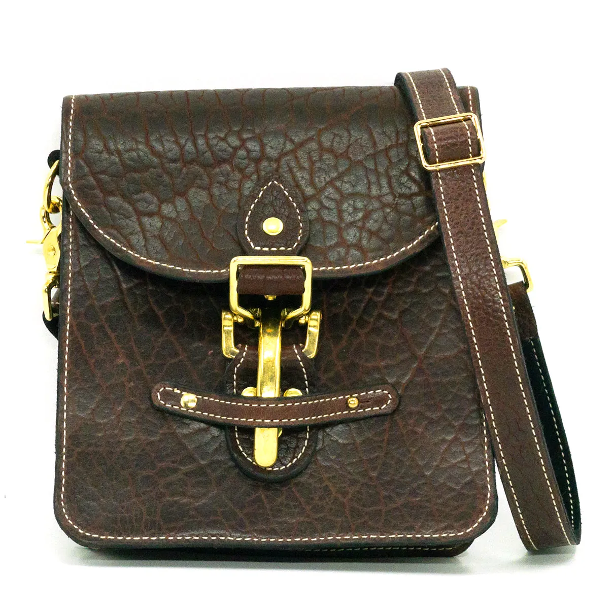 Billy Sunday Chocolate Bison Leather Mini Messenger Bag