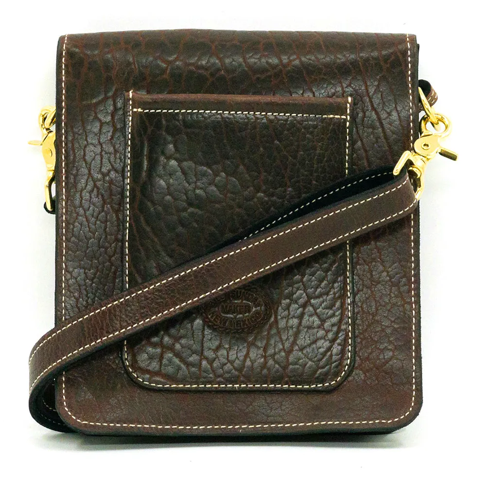 Billy Sunday Chocolate Bison Leather Mini Messenger Bag