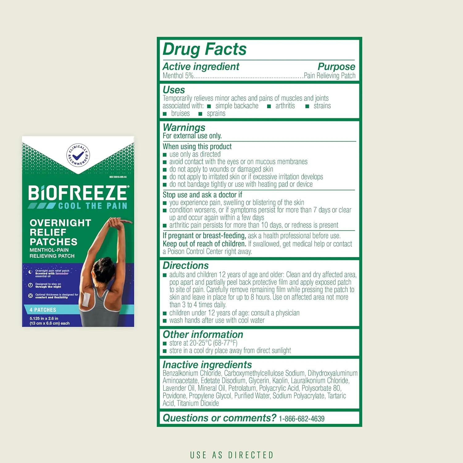 Biofreeze Overnight Pain Relief Patches (4 Pack)