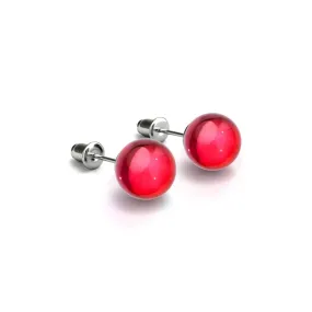 Blood Moon | .925 Sterling Silver | Galaxy Glass Stud Earrings