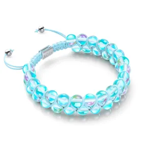 Blue Nebula | Silver | Double Galaxy Glass Bracelet