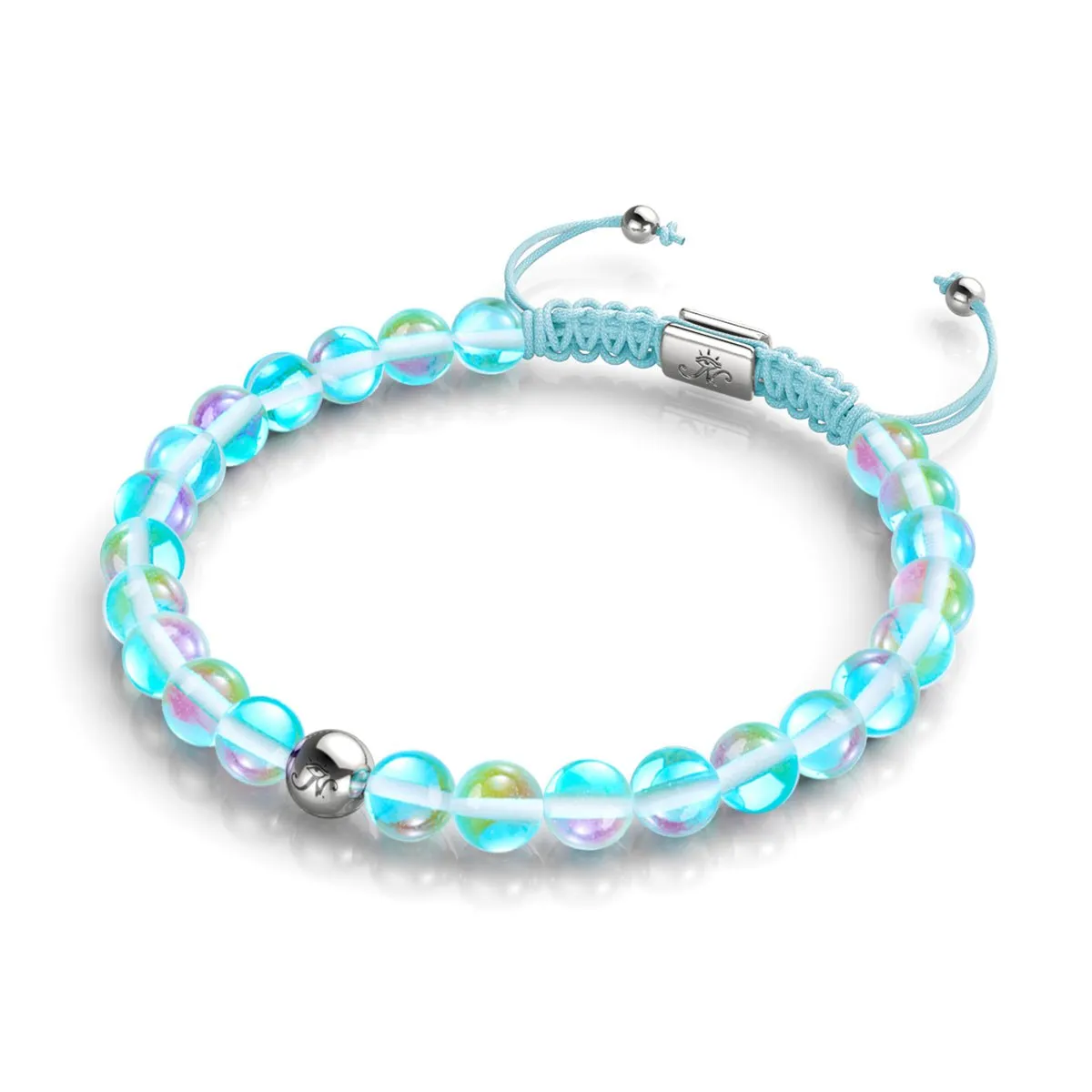 Blue Nebula | Silver | Galaxy Glass Macrame Bead Bracelet