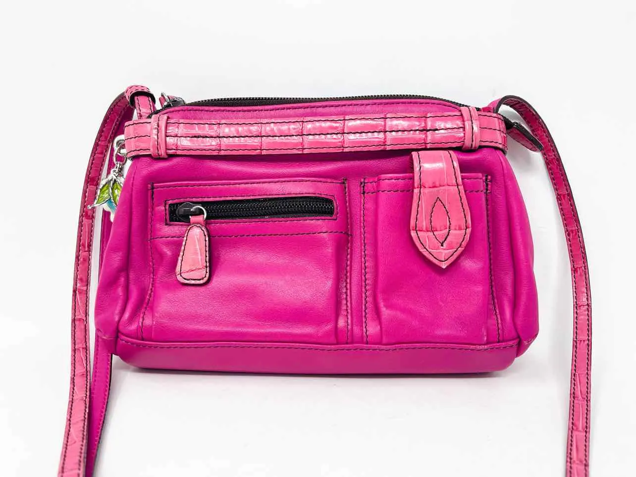 Brighton Fuchsia Reptile Leather Designer Crossbody Purse