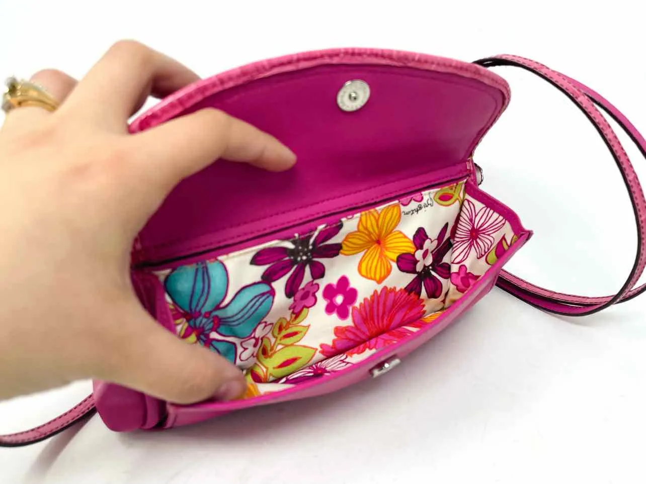 Brighton Fuchsia Reptile Leather Designer Crossbody Purse