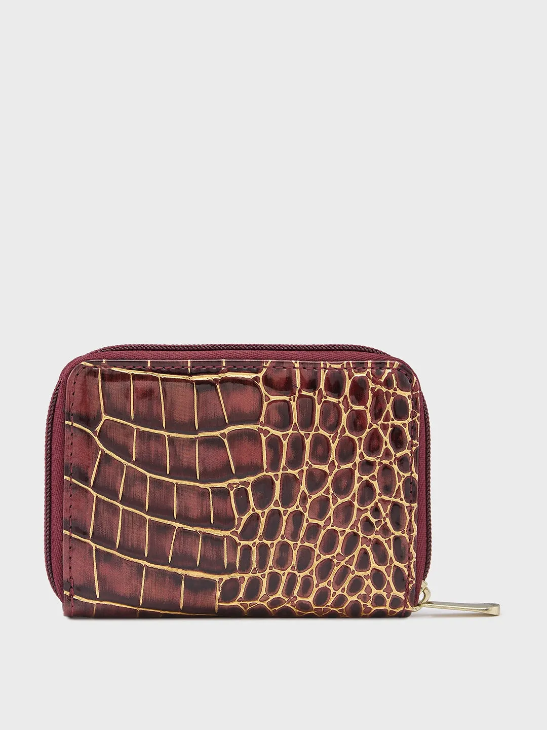 Caprese Miranda Zip Around Wallet Small Croco Burgundy