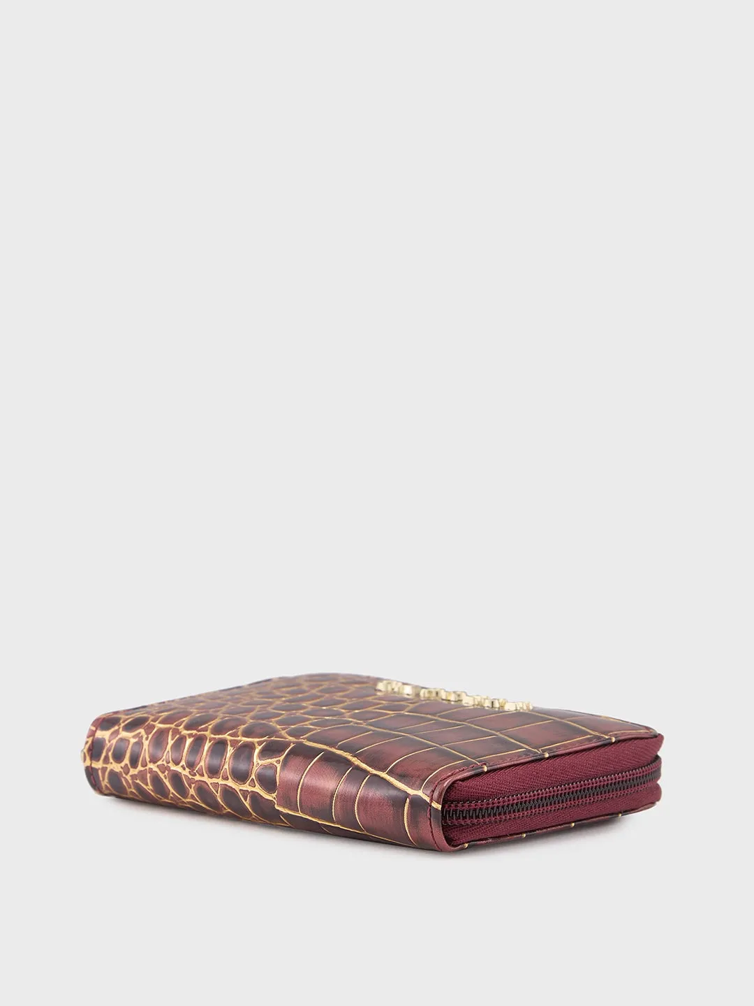 Caprese Miranda Zip Around Wallet Small Croco Burgundy