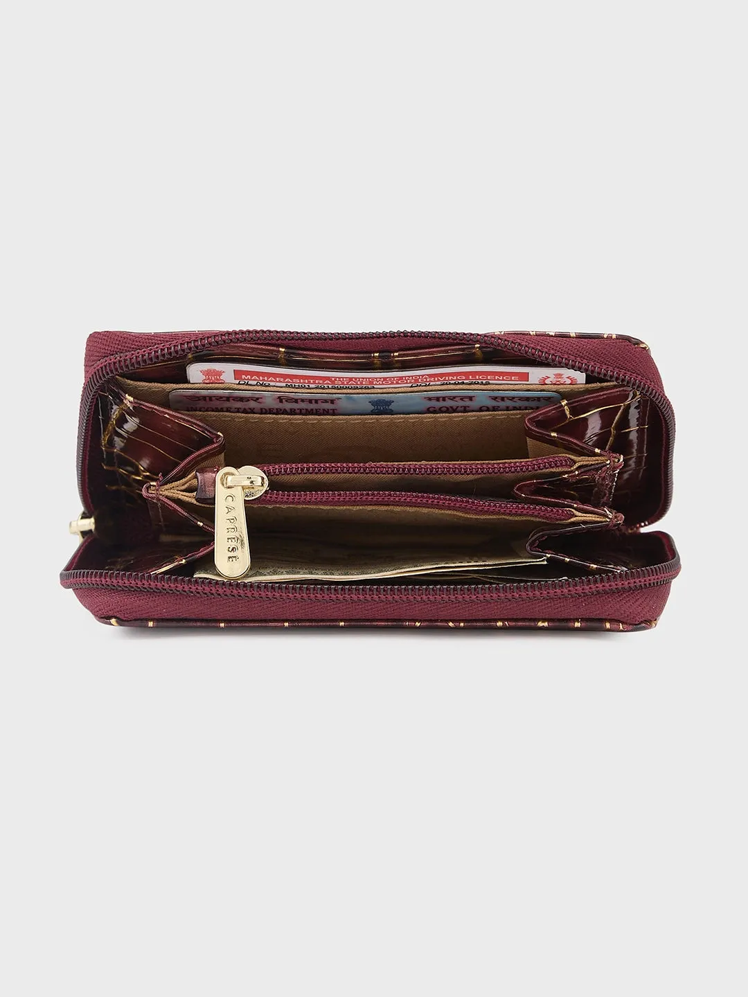 Caprese Miranda Zip Around Wallet Small Croco Burgundy