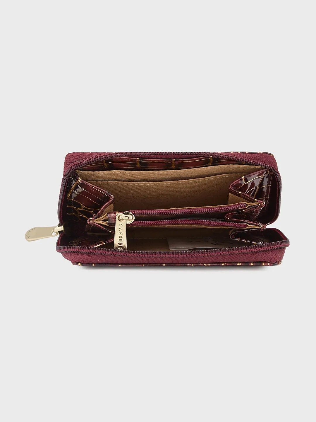 Caprese Miranda Zip Around Wallet Small Croco Burgundy