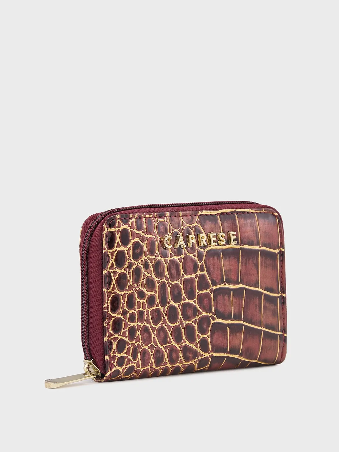 Caprese Miranda Zip Around Wallet Small Croco Burgundy