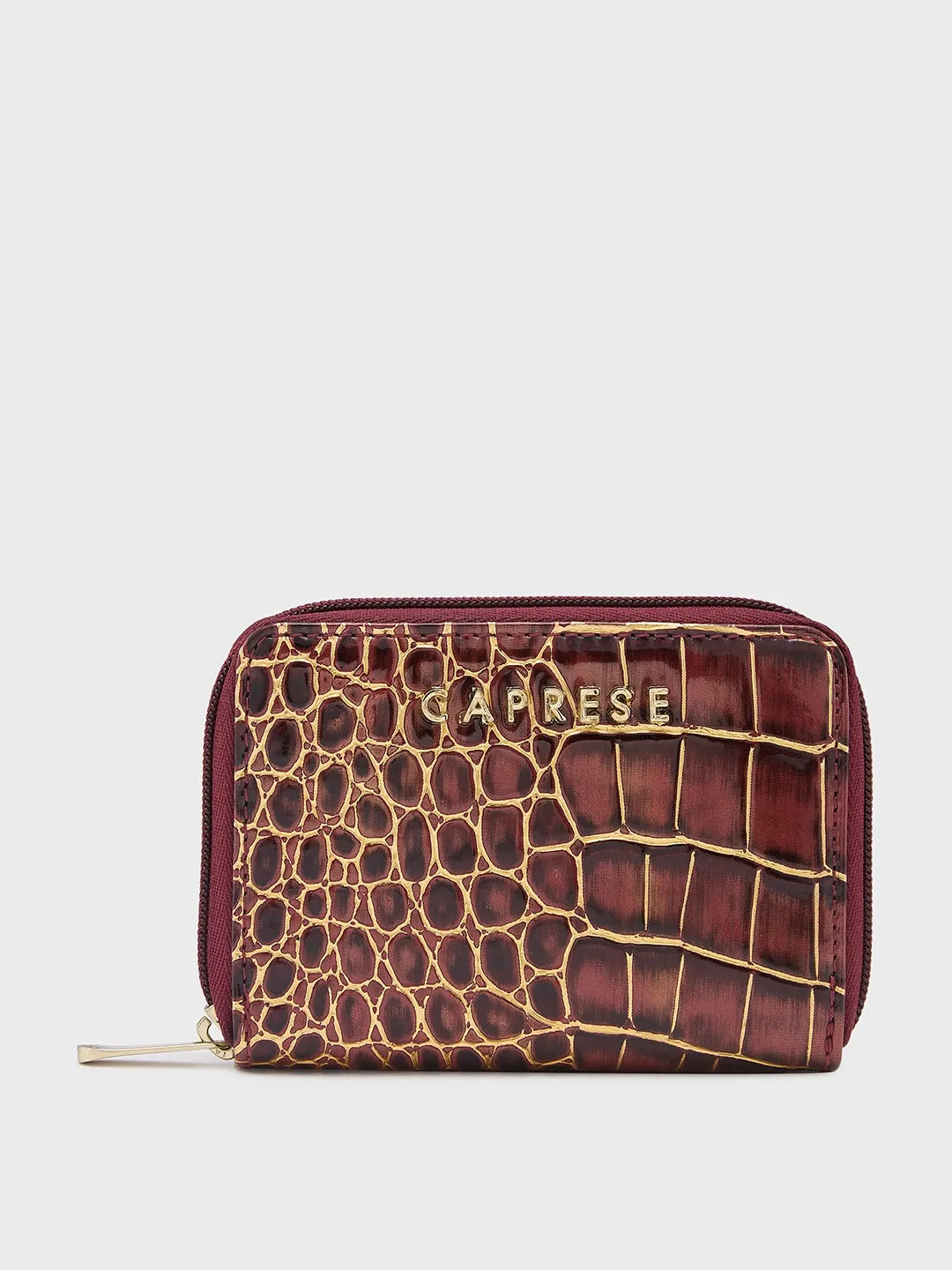 Caprese Miranda Zip Around Wallet Small Croco Burgundy