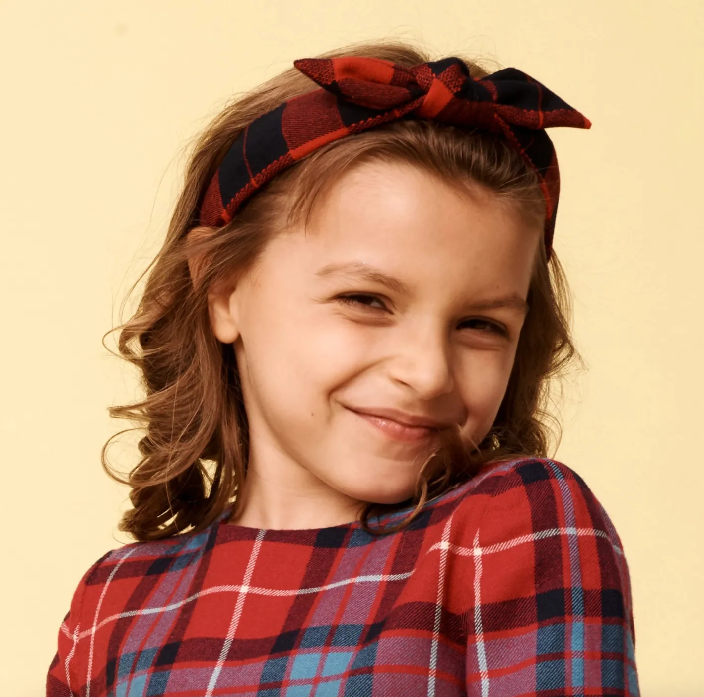 Cherry Buffalo Check Kids Knotted Headband