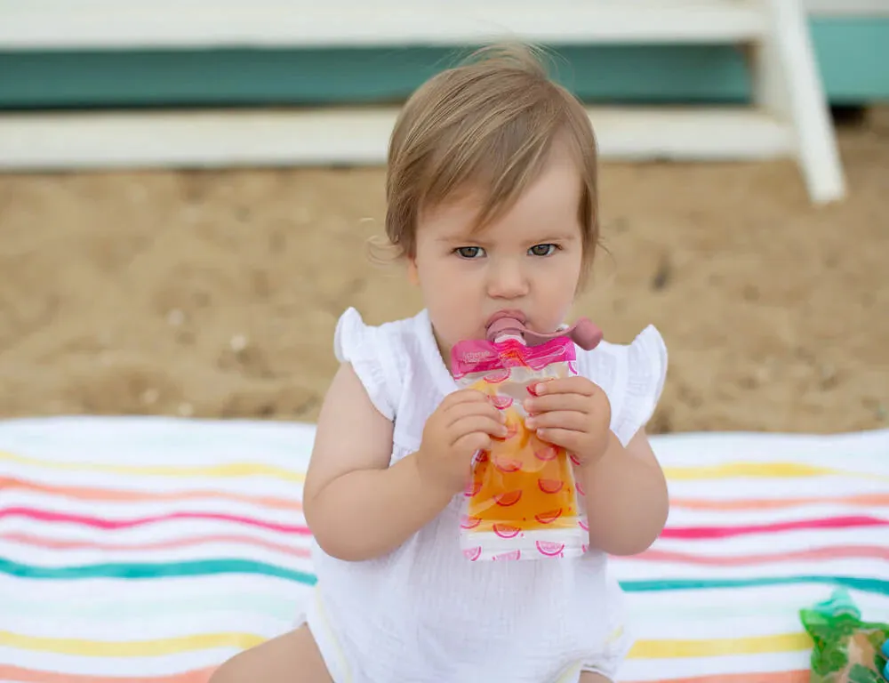 Cherub Baby Silicone Food Pouch Soft Spouts - Dusty Rose