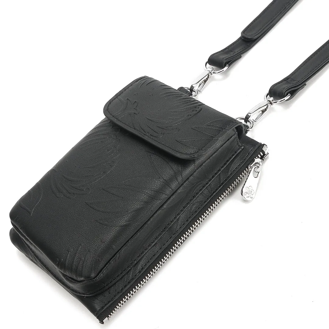 Crossbody Phone Anna Lehua Embossed Black