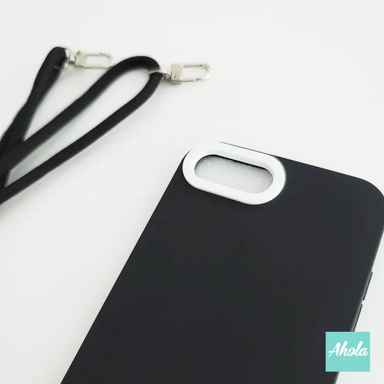 【Culor】Crossbody Adjustable Lanyard Black Silicone Phone Case 掛頸黑色電話軟殼