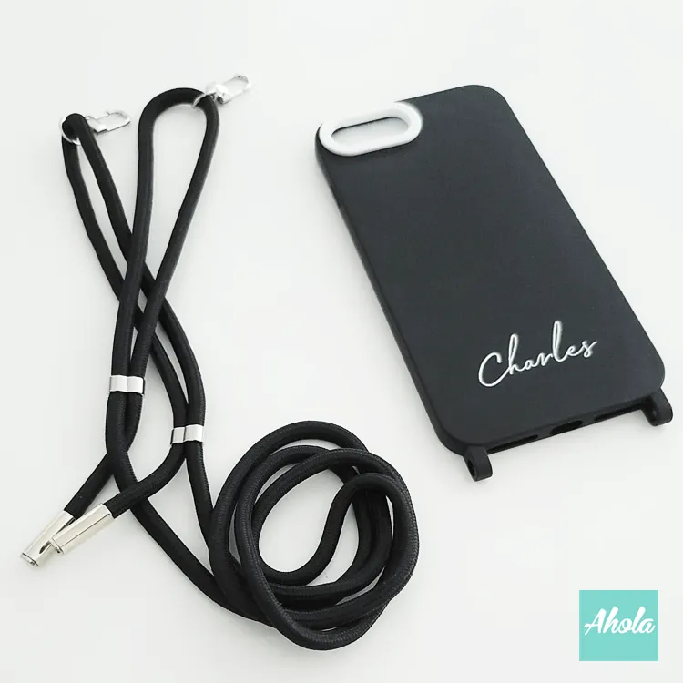 【Culor】Crossbody Adjustable Lanyard Black Silicone Phone Case 掛頸黑色電話軟殼