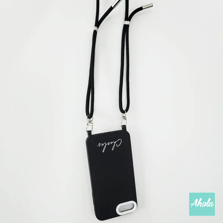 【Culor】Crossbody Adjustable Lanyard Black Silicone Phone Case 掛頸黑色電話軟殼