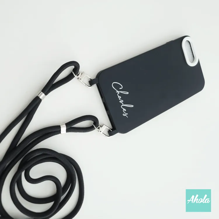 【Culor】Crossbody Adjustable Lanyard Black Silicone Phone Case 掛頸黑色電話軟殼