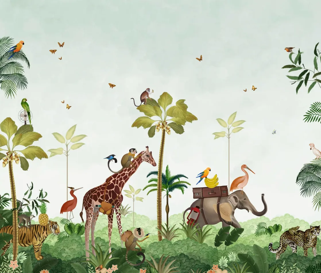 Cute Animal Safari Wallpaper for Kids