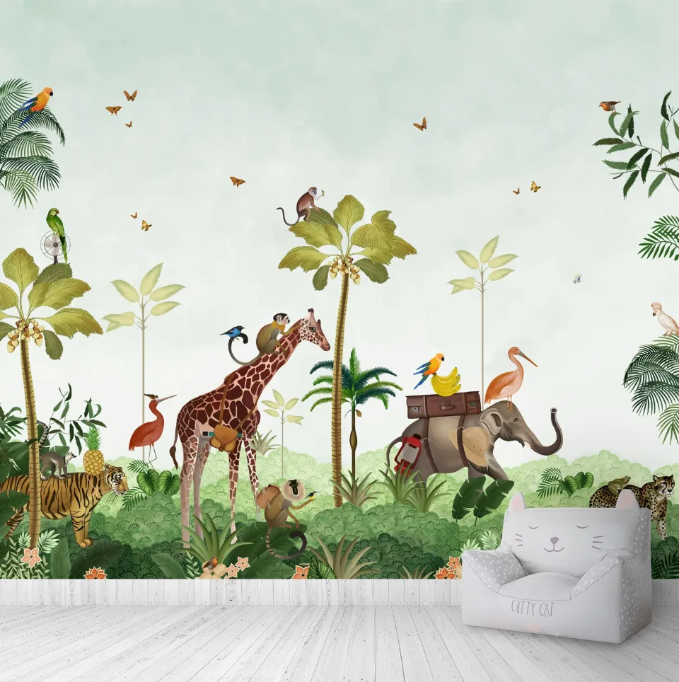 Cute Animal Safari Wallpaper for Kids